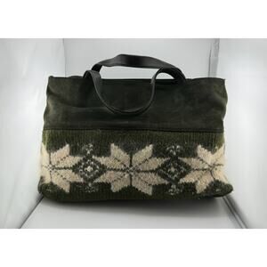 RARE Vintage Saks Fifth Avenue Italy‎ Suede Leather Wool Green Apres Ski Resort